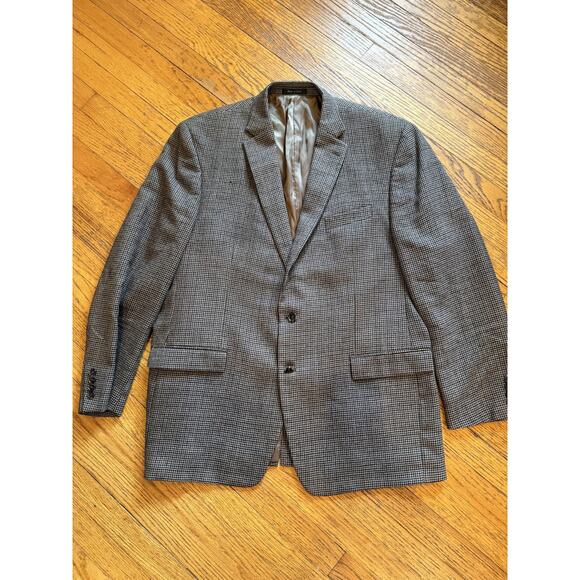 Lauren Ralph Lauren Blazer Mens 48L Wool Houndstooth Check Sport Coat Jacket